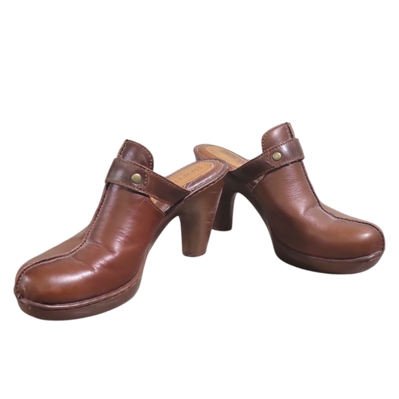 Born BOC Concept Women's Sz US 8 M Brown Leather Heel Mule Clogs Buckle EU 39 - Picture 2 of 16